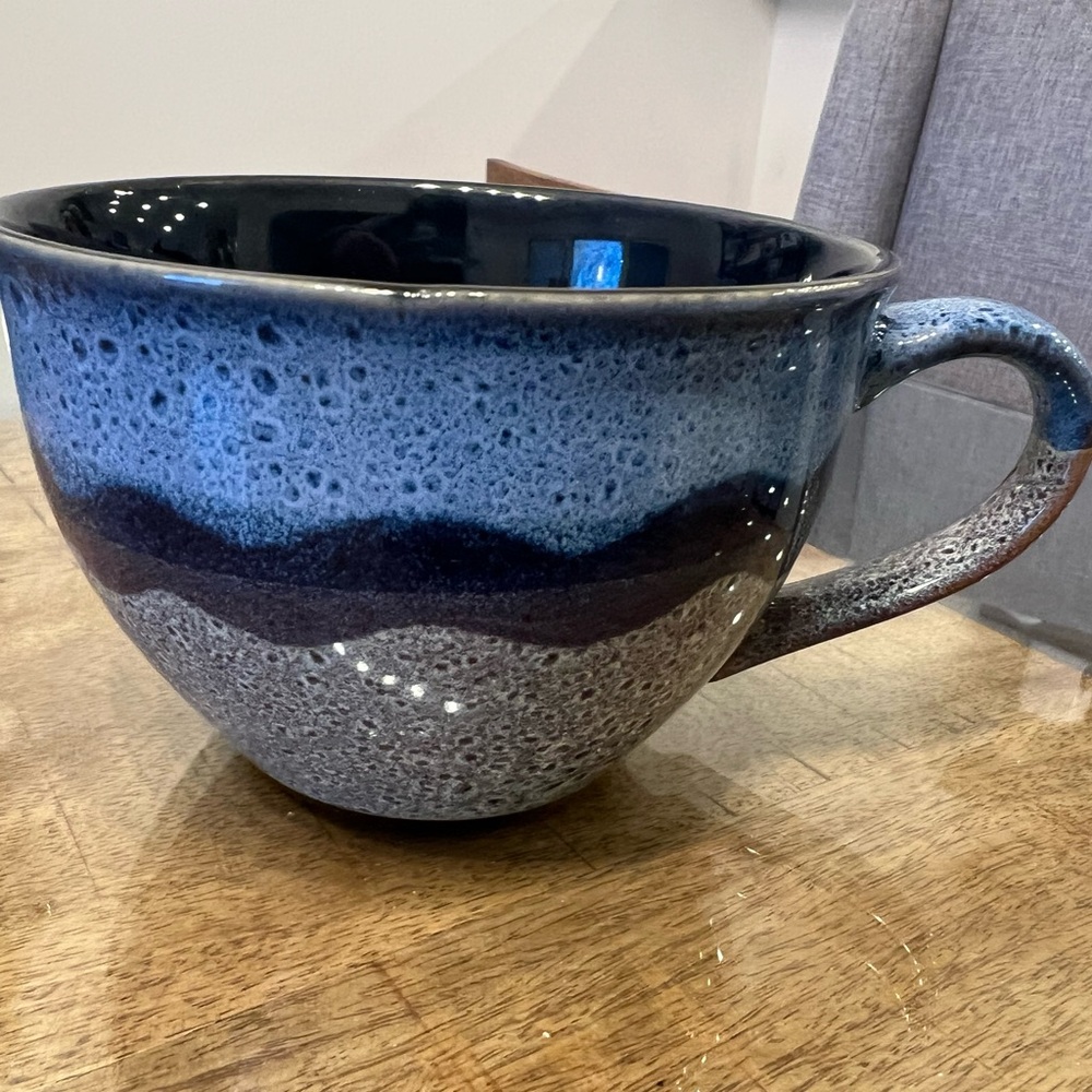 Large Blue and Gray stoneware Mug
